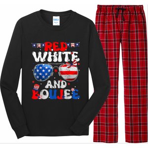 Red White & Boujee Summer Funny Drinking 4th Of July US Flag Long Sleeve Pajama Set