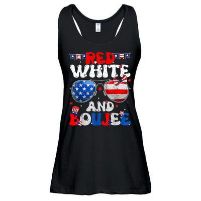 Red White & Boujee Summer Funny Drinking 4th Of July US Flag Ladies Essential Flowy Tank