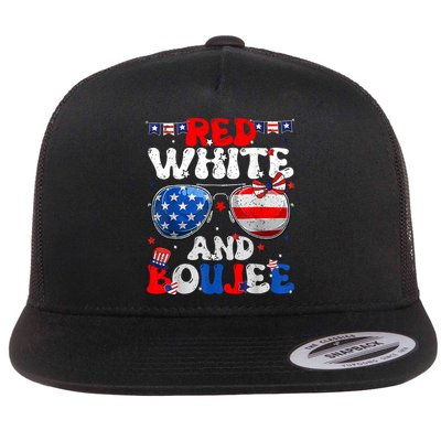 Red White & Boujee Summer Funny Drinking 4th Of July US Flag Flatbill Hat