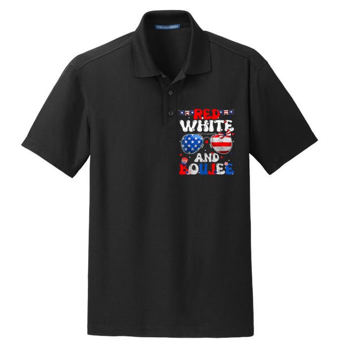 Red White & Boujee Summer Funny Drinking 4th Of July US Flag Dry Zone Grid Polo