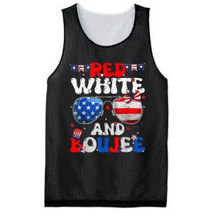 Red White & Boujee Summer Funny Drinking 4th Of July US Flag Mesh Reversible Basketball Jersey Tank