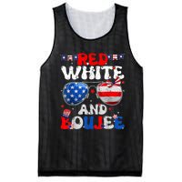 Red White & Boujee Summer Funny Drinking 4th Of July US Flag Mesh Reversible Basketball Jersey Tank