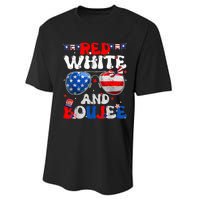 Red White & Boujee Summer Funny Drinking 4th Of July US Flag Performance Sprint T-Shirt