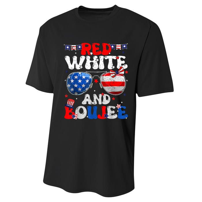 Red White & Boujee Summer Funny Drinking 4th Of July US Flag Performance Sprint T-Shirt