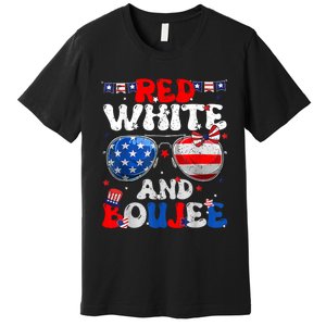 Red White & Boujee Summer Funny Drinking 4th Of July US Flag Premium T-Shirt