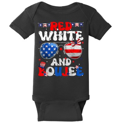 Red White & Boujee Summer Funny Drinking 4th Of July US Flag Baby Bodysuit