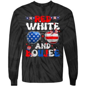 Red White & Boujee Summer Funny Drinking 4th Of July US Flag Tie-Dye Long Sleeve Shirt