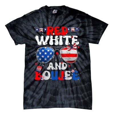 Red White & Boujee Summer Funny Drinking 4th Of July US Flag Tie-Dye T-Shirt