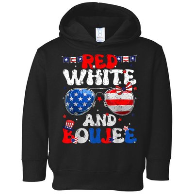 Red White & Boujee Summer Funny Drinking 4th Of July US Flag Toddler Hoodie
