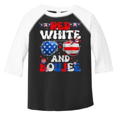 Red White & Boujee Summer Funny Drinking 4th Of July US Flag Toddler Fine Jersey T-Shirt