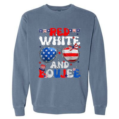 Red White & Boujee Summer Funny Drinking 4th Of July US Flag Garment-Dyed Sweatshirt