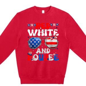 Red White & Boujee Summer Funny Drinking 4th Of July US Flag Premium Crewneck Sweatshirt