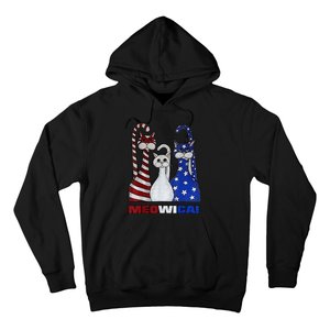 Red White Blue Cat USA Flag 4th Of July Patriotic Cat Lover Hoodie