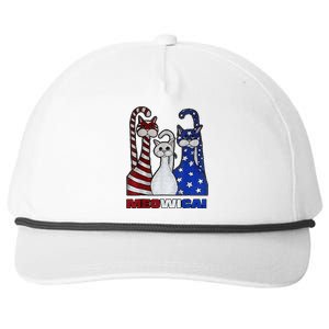 Red White Blue Cat USA Flag 4th Of July Patriotic Cat Lover Snapback Five-Panel Rope Hat