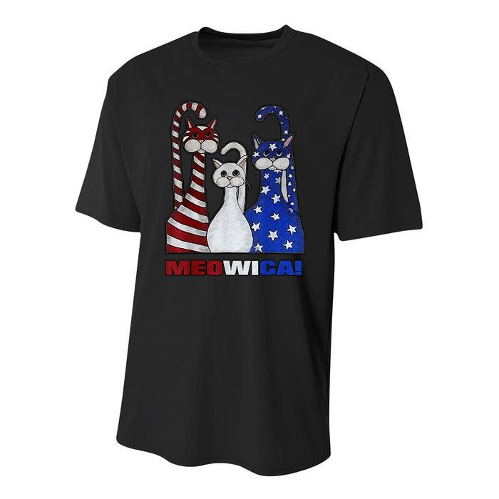 Red White Blue Cat USA Flag 4th Of July Patriotic Cat Lover Youth Performance Sprint T-Shirt