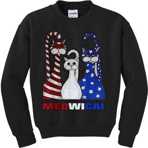 Red White Blue Cat USA Flag 4th Of July Patriotic Cat Lover Kids Sweatshirt