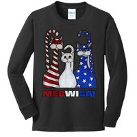 Red White Blue Cat USA Flag 4th Of July Patriotic Cat Lover Kids Long Sleeve Shirt