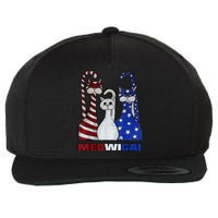 Red White Blue Cat USA Flag 4th Of July Patriotic Cat Lover Wool Snapback Cap