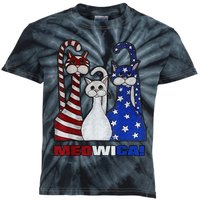 Red White Blue Cat USA Flag 4th Of July Patriotic Cat Lover Kids Tie-Dye T-Shirt