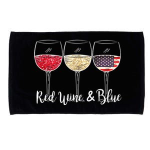 Red Wine & Blue 4th Of July Wine Red White Blue Wine Glasses Microfiber Hand Towel