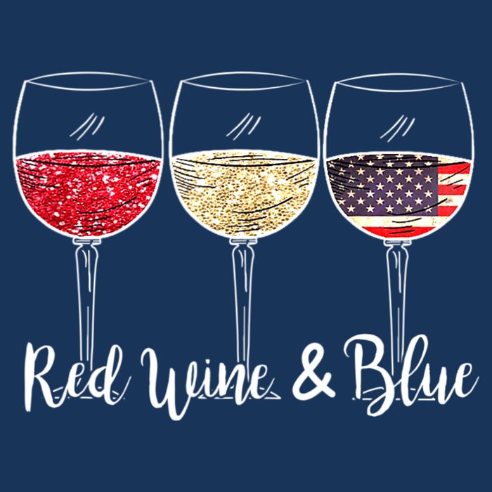 Red Wine & Blue 4th Of July Wine Red White Blue Wine Glasses Cooling Performance Crew T-Shirt