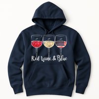 Red Wine & Blue 4th Of July Wine Red White Blue Wine Glasses Hoodie