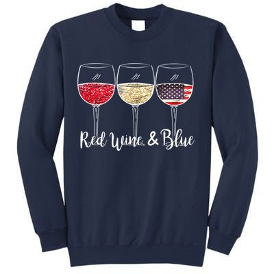 Red Wine & Blue 4th Of July Wine Red White Blue Wine Glasses Sweatshirt