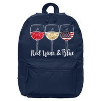 Red Wine & Blue 4th Of July Wine Red White Blue Wine Glasses 16 in Basic Backpack