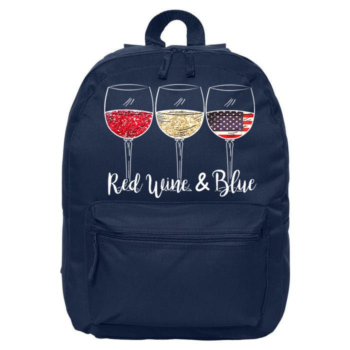 Red Wine & Blue 4th Of July Wine Red White Blue Wine Glasses 16 in Basic Backpack