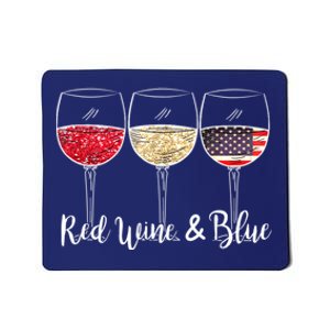 Red Wine & Blue 4th Of July Wine Red White Blue Wine Glasses Mousepad