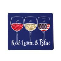 Red Wine & Blue 4th Of July Wine Red White Blue Wine Glasses Mousepad