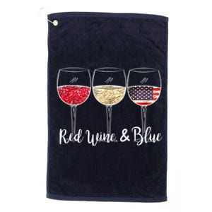 Red Wine & Blue 4th Of July Wine Red White Blue Wine Glasses Platinum Collection Golf Towel