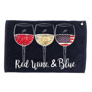 Red Wine & Blue 4th Of July Wine Red White Blue Wine Glasses Grommeted Golf Towel