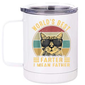 Retro Worlds Best Farter I Mean Father Best Cat Dad Ever 12 oz Stainless Steel Tumbler Cup