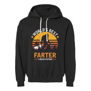 Retro World's Best Farter I Mean Father Bigfoot Father's Day Garment-Dyed Fleece Hoodie