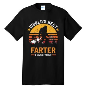 Retro World's Best Farter I Mean Father Bigfoot Father's Day Tall T-Shirt