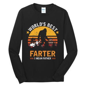 Retro World's Best Farter I Mean Father Bigfoot Father's Day Tall Long Sleeve T-Shirt