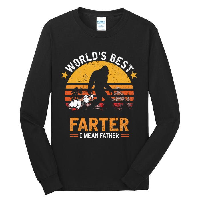 Retro World's Best Farter I Mean Father Bigfoot Father's Day Tall Long Sleeve T-Shirt