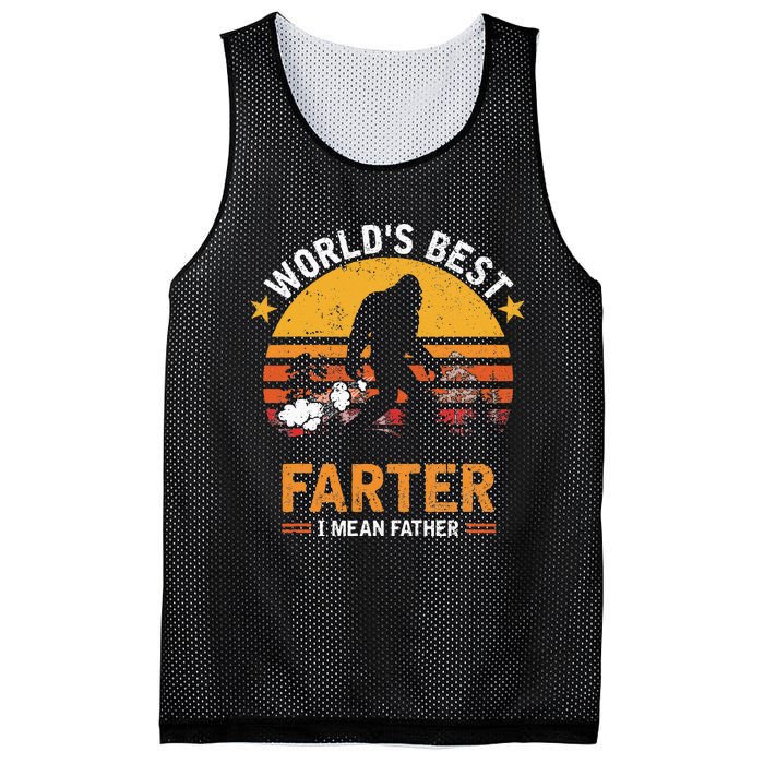 Retro World's Best Farter I Mean Father Bigfoot Father's Day Mesh Reversible Basketball Jersey Tank