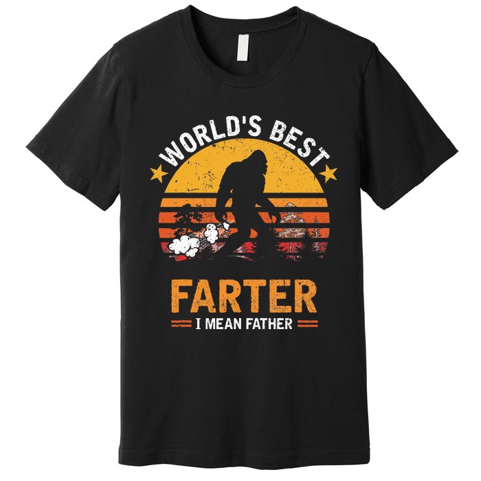 Retro World's Best Farter I Mean Father Bigfoot Father's Day Premium T-Shirt