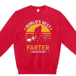 Retro World's Best Farter I Mean Father Bigfoot Father's Day Premium Crewneck Sweatshirt