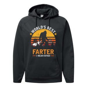 Retro World's Best Farter I Mean Father Bigfoot Father's Day Performance Fleece Hoodie