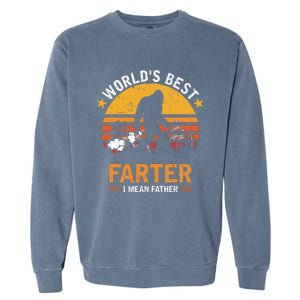 Retro World's Best Farter I Mean Father Bigfoot Father's Day Garment-Dyed Sweatshirt