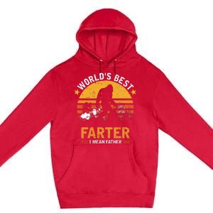 Retro World's Best Farter I Mean Father Bigfoot Father's Day Premium Pullover Hoodie