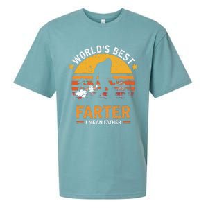 Retro World's Best Farter I Mean Father Bigfoot Father's Day Sueded Cloud Jersey T-Shirt