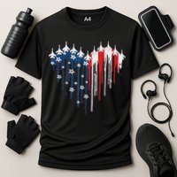 Red White Blue Flyover 4th Of July American Flag Cooling Performance Crew T-Shirt