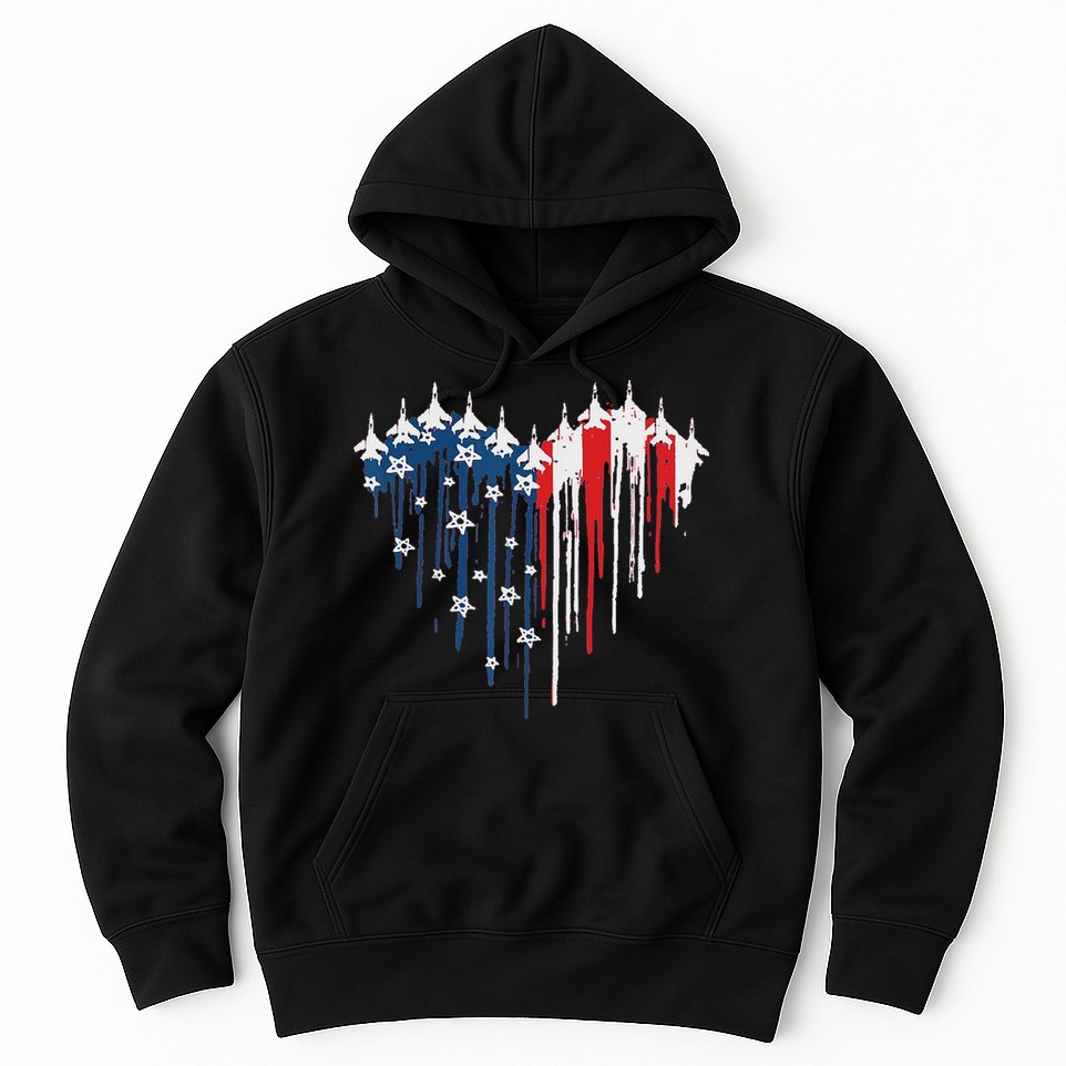 Red White Blue Flyover 4th Of July American Flag Hoodie