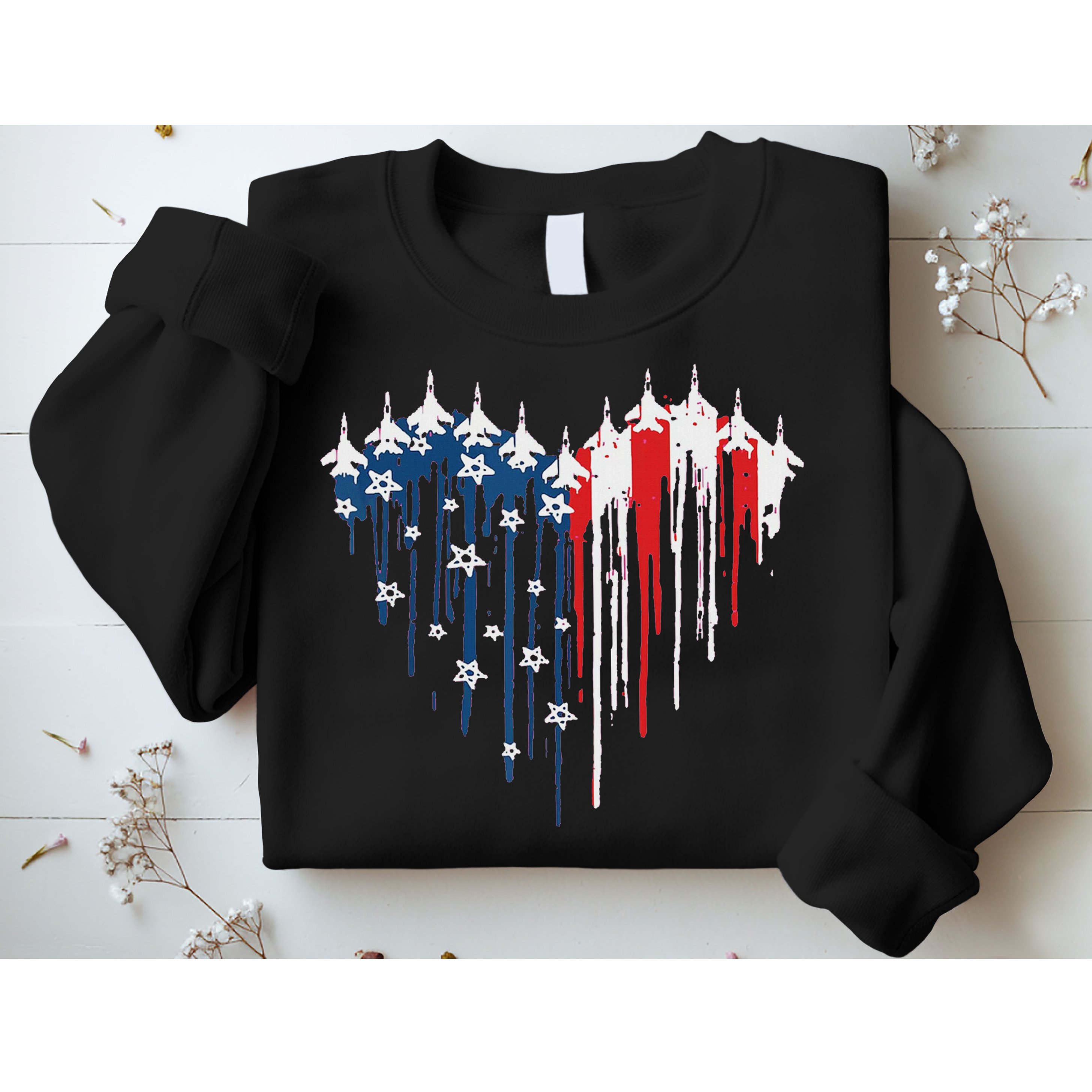 Red White Blue Flyover 4th Of July American Flag Sweatshirt