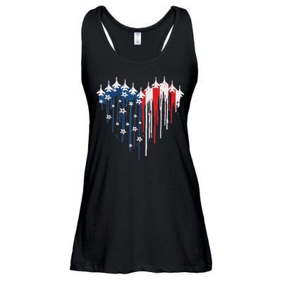 Red White Blue Flyover 4th Of July American Flag Ladies Essential Flowy Tank