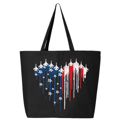 Red White Blue Flyover 4th Of July American Flag 25L Jumbo Tote